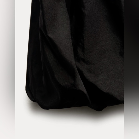 NWT ZARA Off Shoulder TAFFETA Black Mini Dress Balloon Dress Small With Lining - Picture 5 of 11